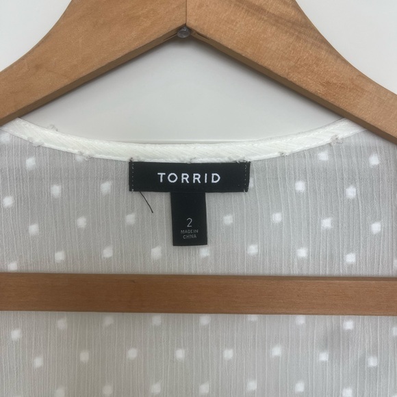 Torrid Sheer White Polka Dot Kimono - Picture 2 of 3